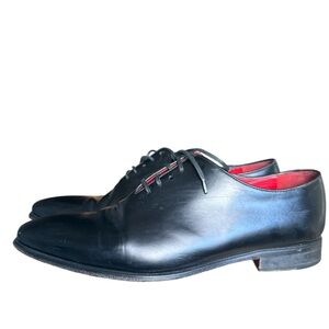 LUCA FALCONE men’s black leather dress shoe made in Italy  9.5. Very good cond